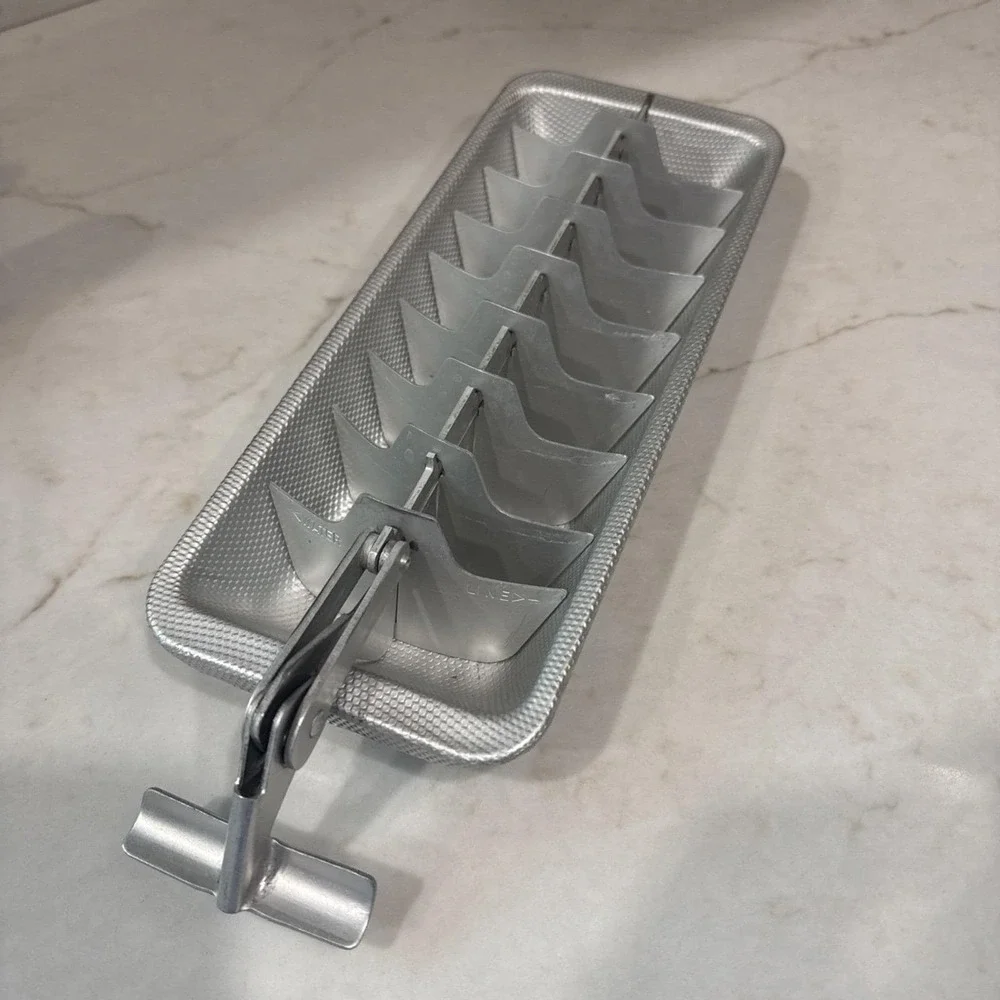 Vintage Textured Aluminum Metal Ice Cube Tray - Makes 18 Cubes